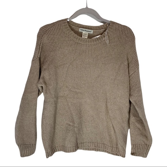 Women's Cotton Emporium Long Sleeve Crewneck Sweater Beige Tan , Size Medium NWT - Picture 2 of 4